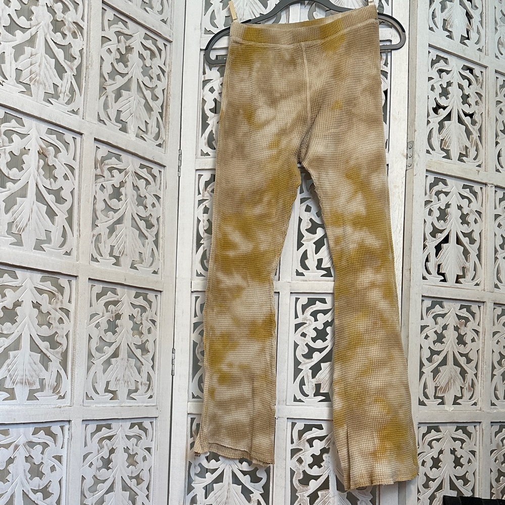 wild fable Tie-Dye Wide Leg Thermal Pants in Mustard & Cream